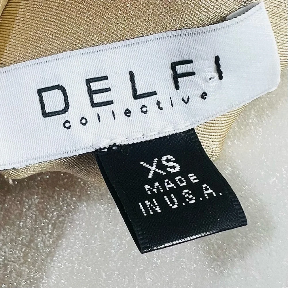 DELFI COLLECTIVE Solie Dress Pleated One Shoulder Champagne Gold Size XS - Picture 13 of 16